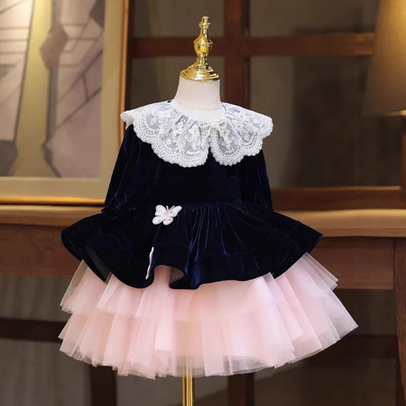 Midnight Velvet Lace Tutu Dress