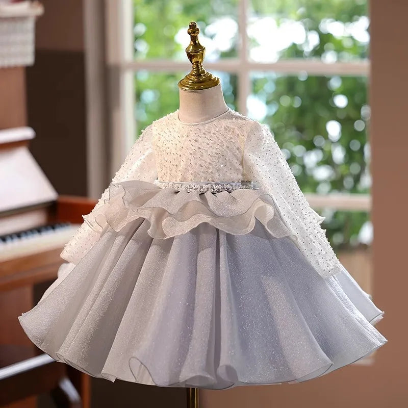 Frost Pearl Ruffle Dress