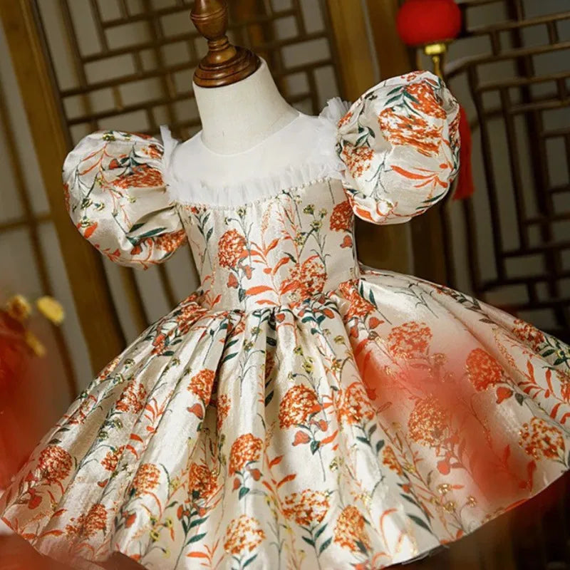 Autumn Blossom Brocade Dress