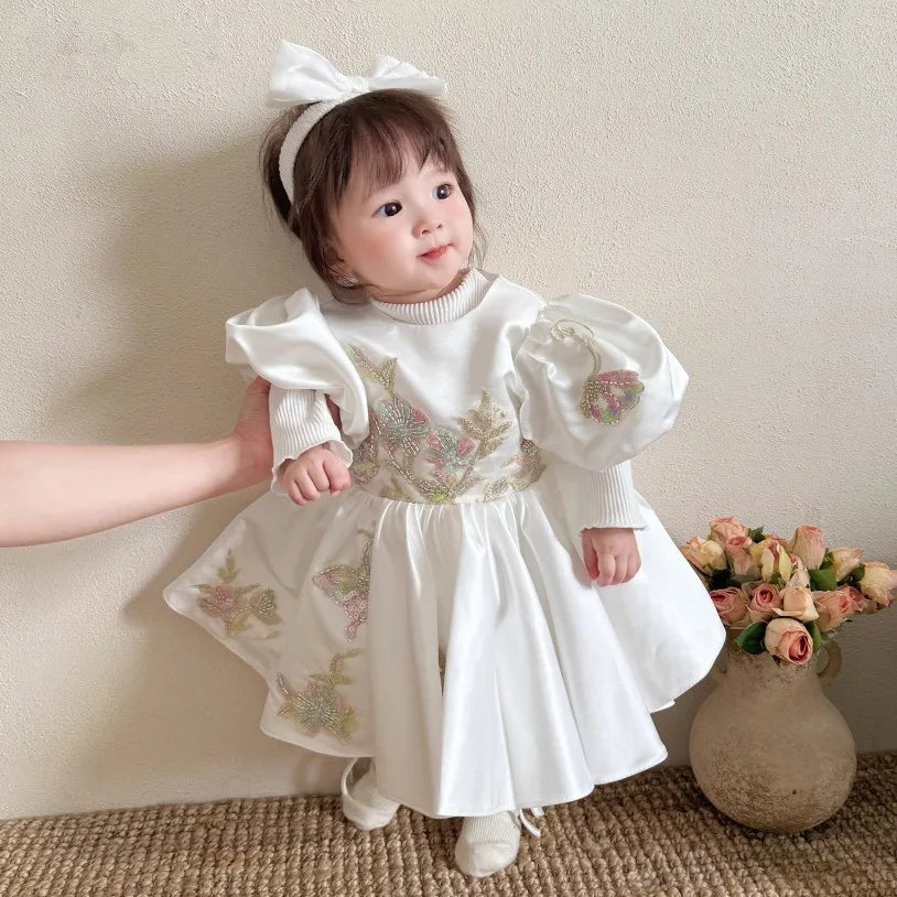 Snow Blossom Puff Dress