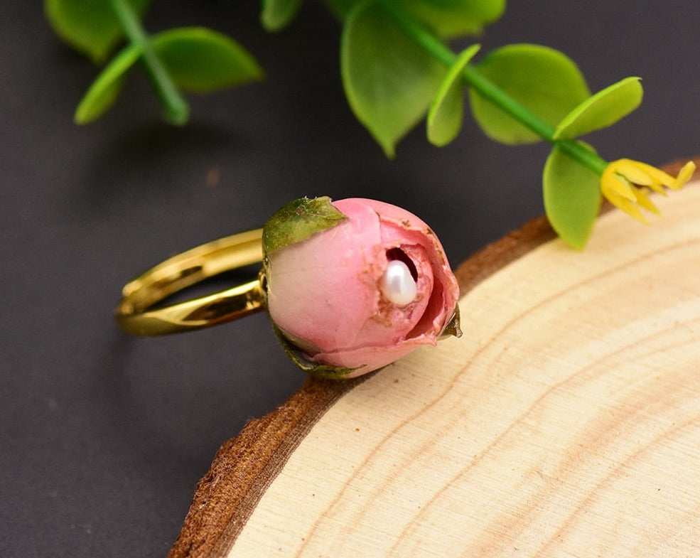 Handmade Natural Pearl Rose Ring