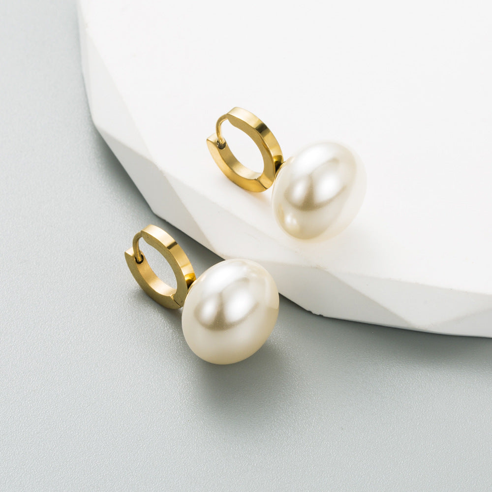 Titanium Steel Pearl Earrings