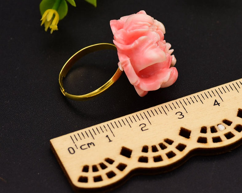 Handmade Coral Flower Ring
