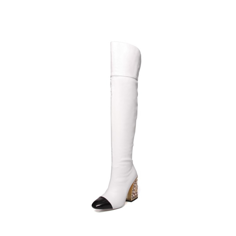 Sexy Pearl Heel Over-The-Knee Boots