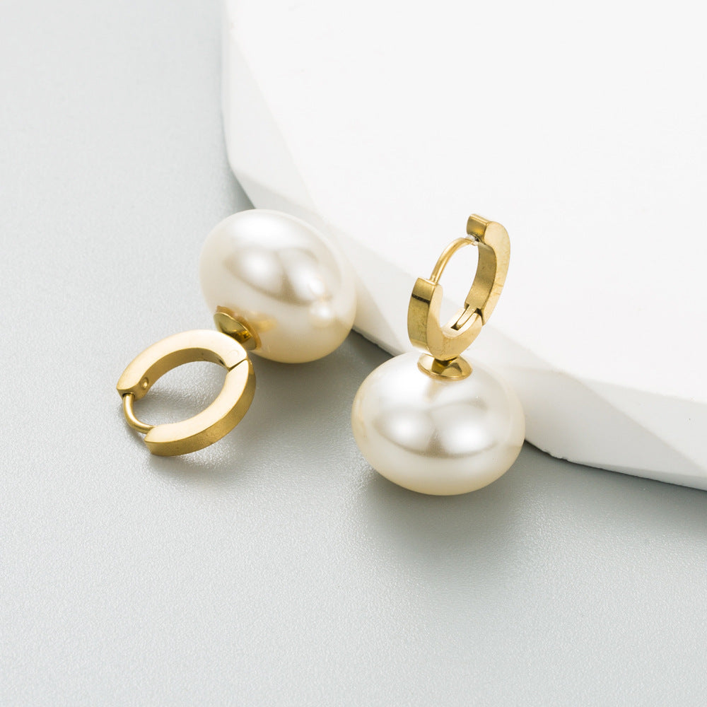 Titanium Steel Pearl Earrings