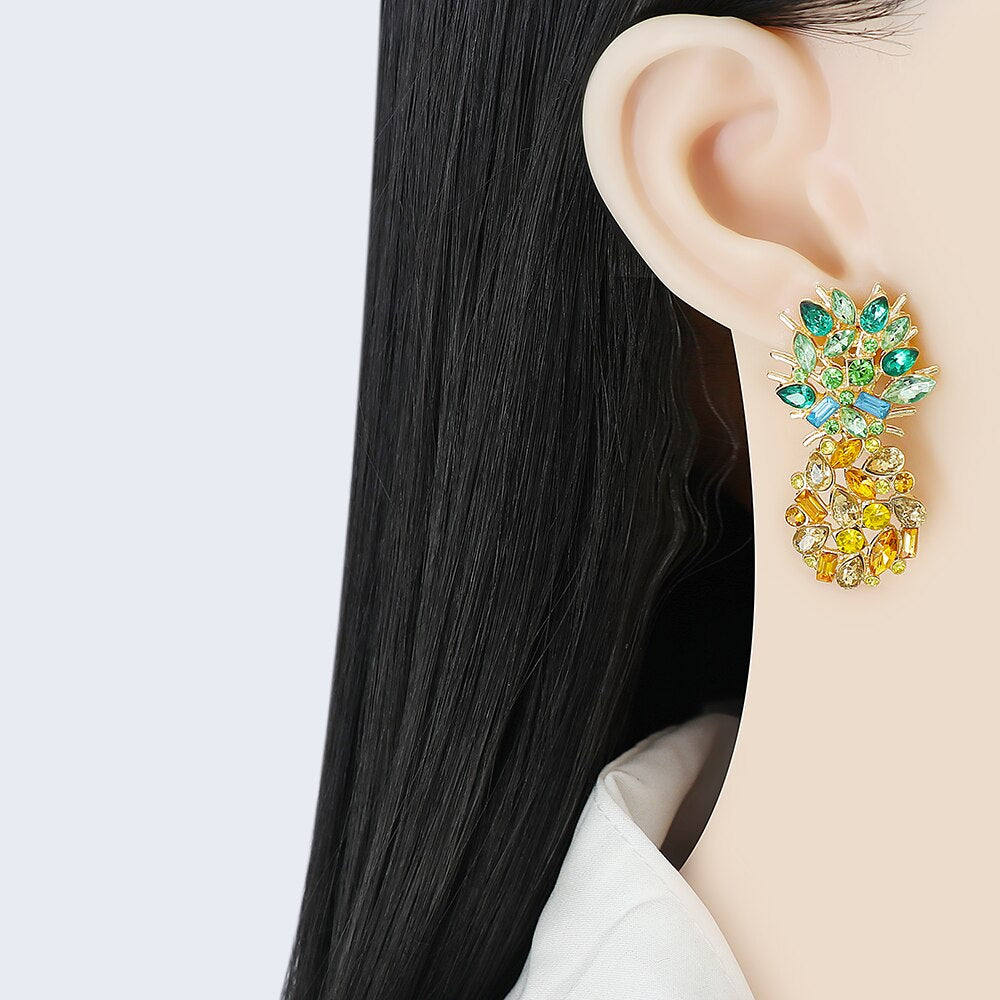 Fashion Summer Pineapple Crystal Earrings