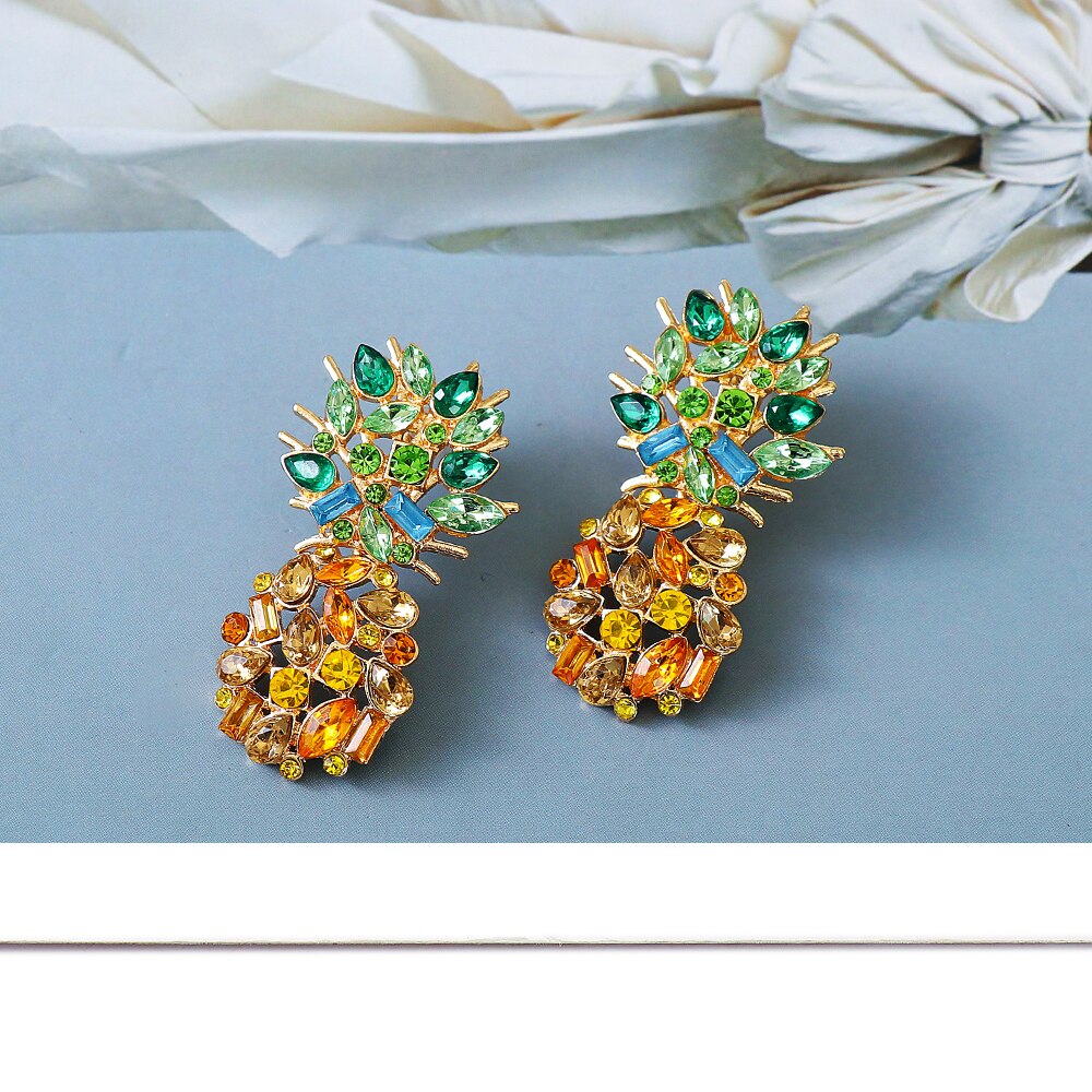 Fashion Summer Pineapple Crystal Earrings