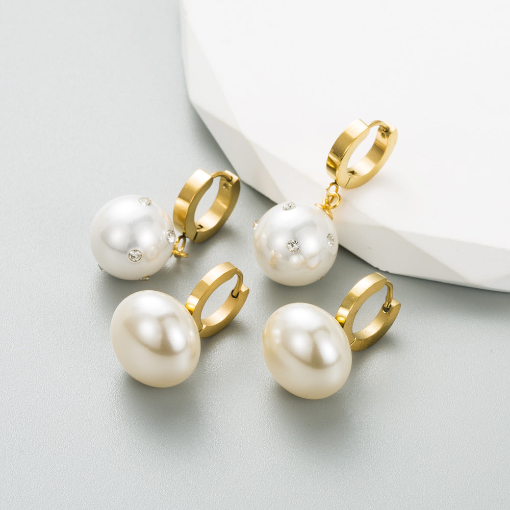 Titanium Steel Pearl Earrings