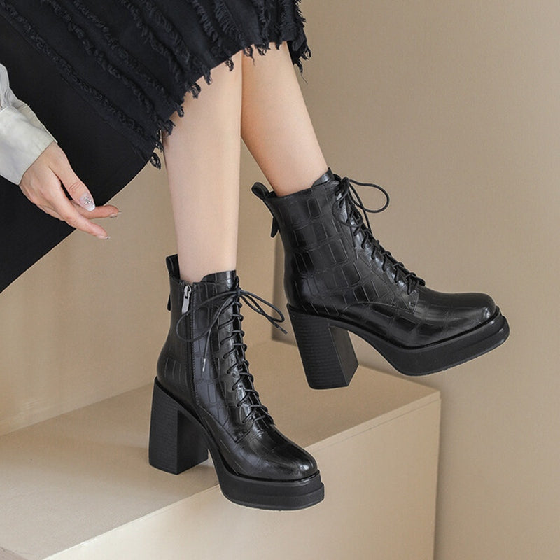Leather Platform Boots
