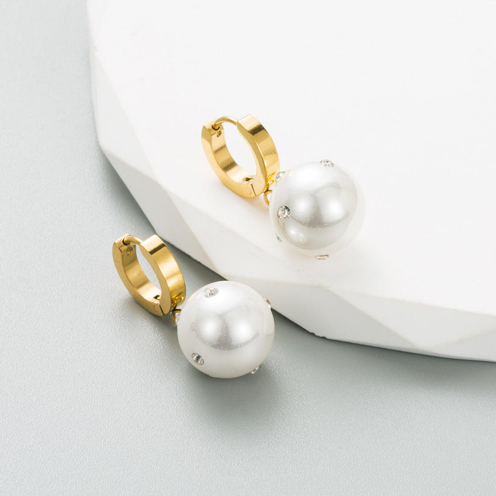 Titanium Steel Pearl Earrings