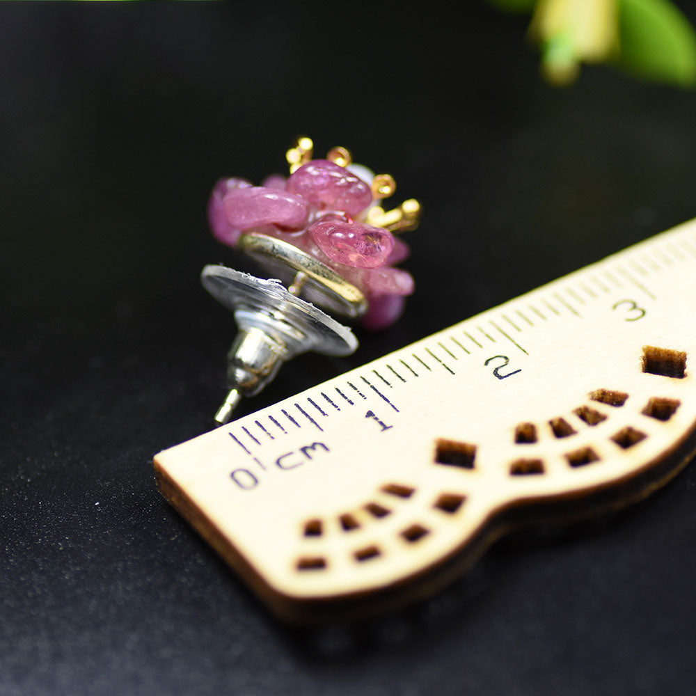 Handmade Designer Natural Amethyst Tourmaline Stud Earrings