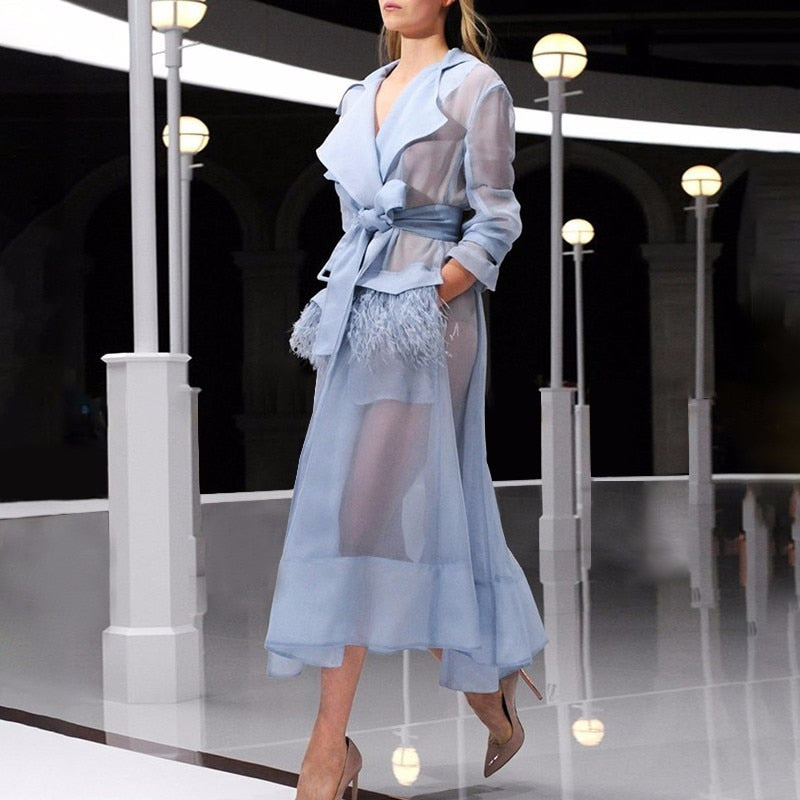 Feathered Elegance Windbreaker Dress