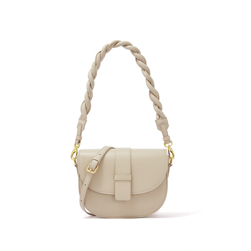 Trendy Semi-Circle Leather Bag