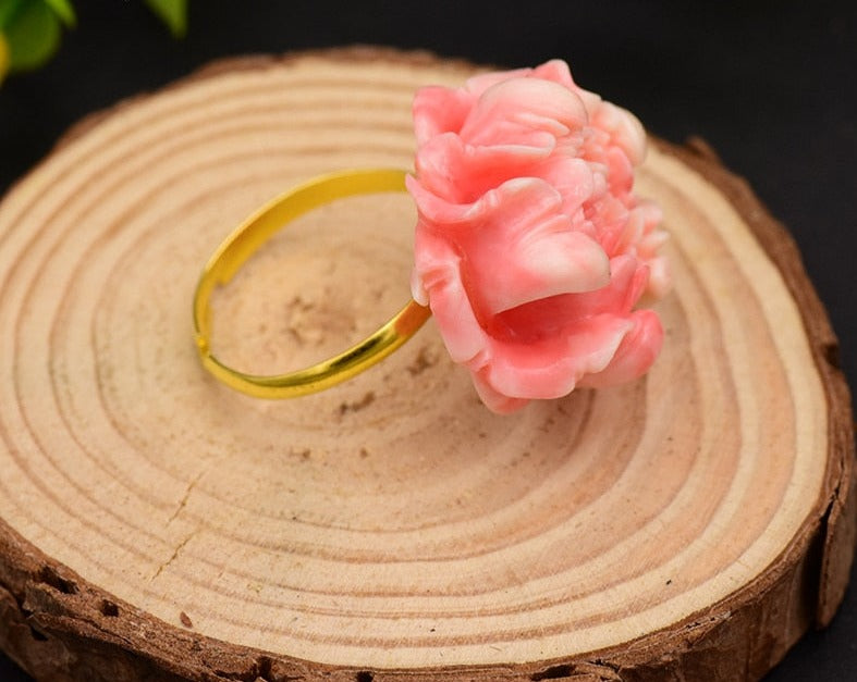 Handmade Coral Flower Ring
