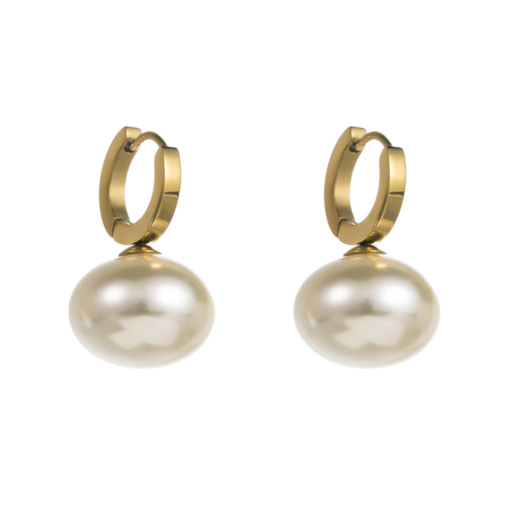 Titanium Steel Pearl Earrings