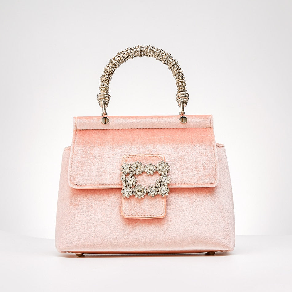 Metallic Velvet Rhinestone Handbags