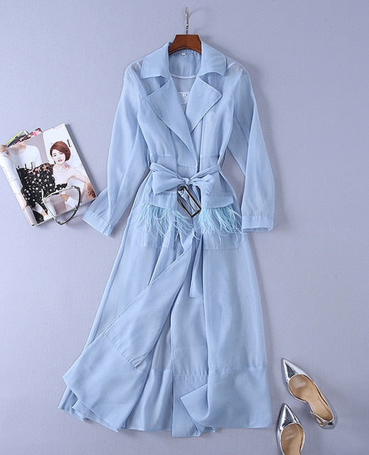 Feathered Elegance Windbreaker Dress