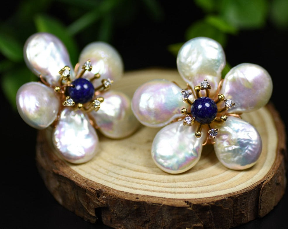 Handmade Lapis Lazuli Stud Earrings