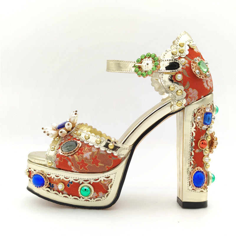 Crystal Ornamentation High Heels