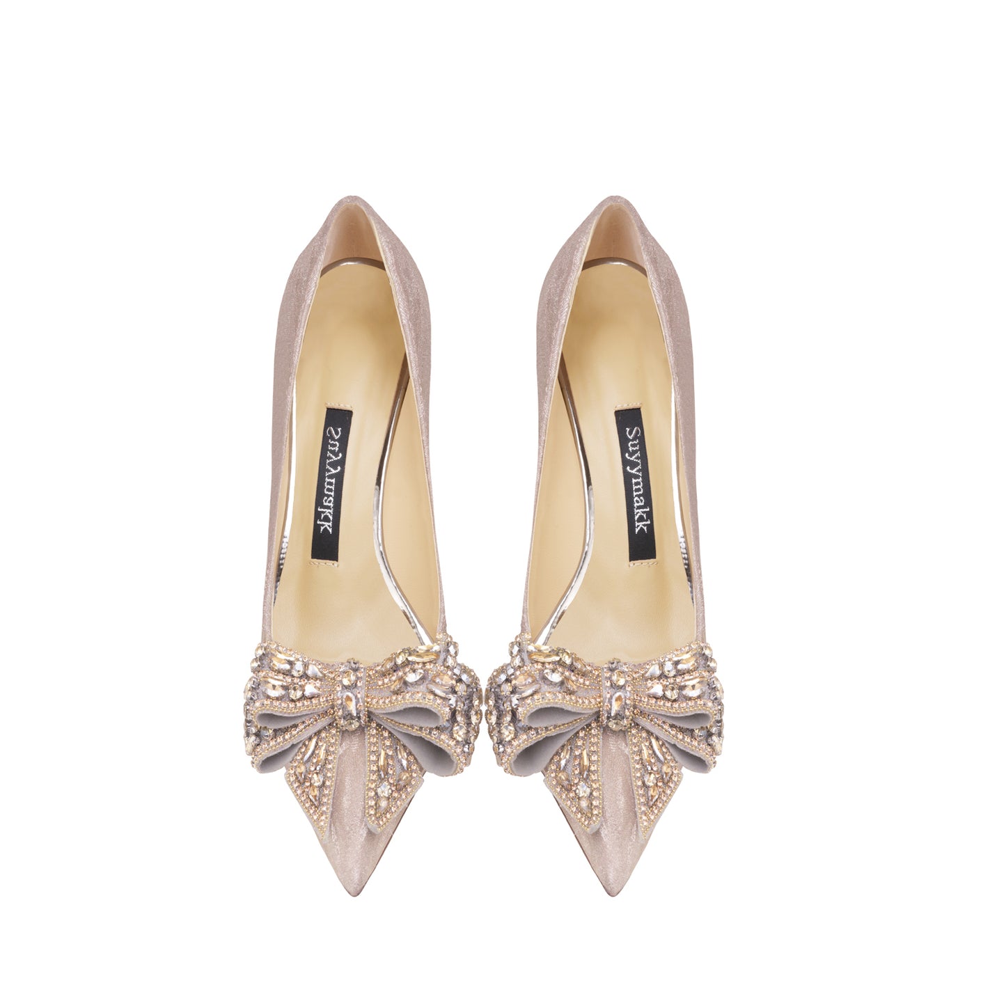 Rhinestone Golden Bowknot High Heel