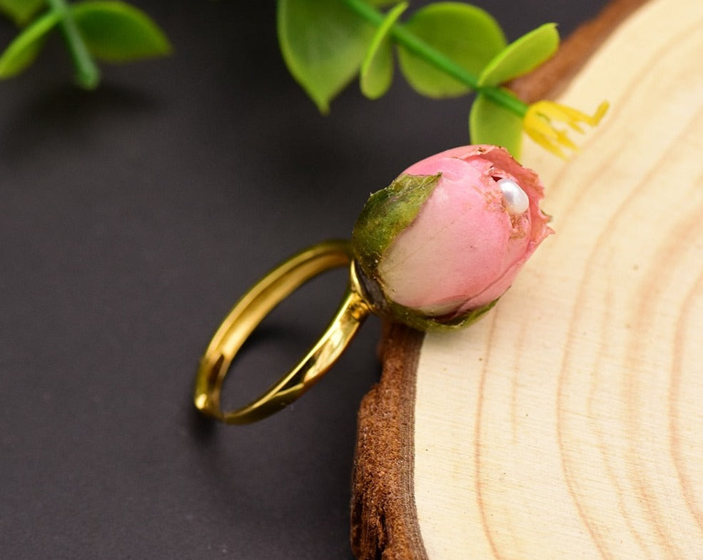 Handmade Natural Pearl Rose Ring