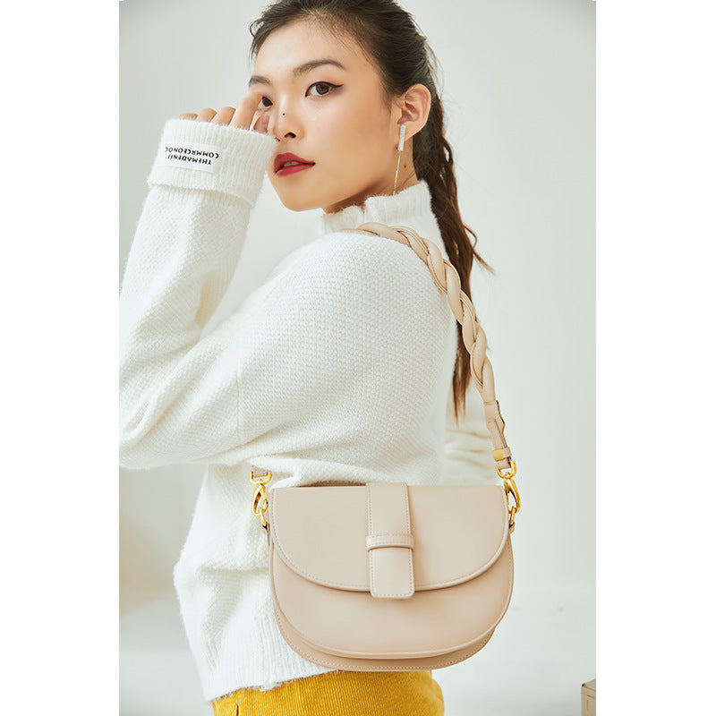 Trendy Semi-Circle Leather Bag