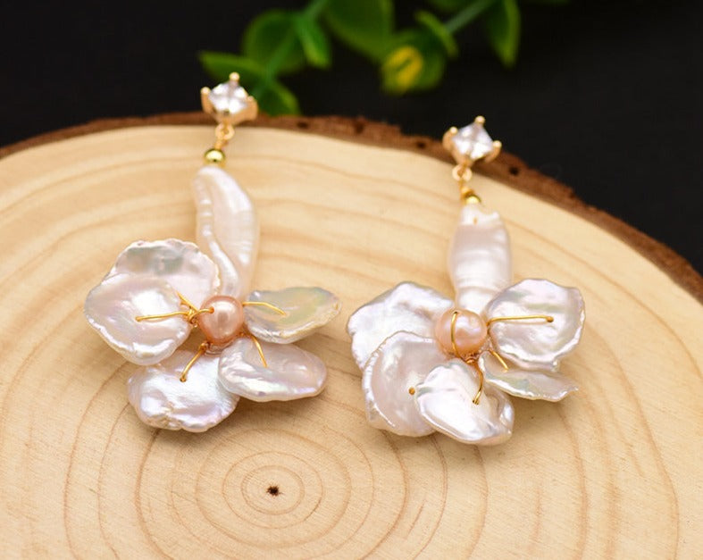 Handmade Natural Pearl Drop Earrings