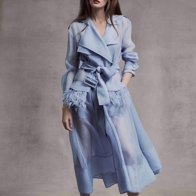 Feathered Elegance Windbreaker Dress