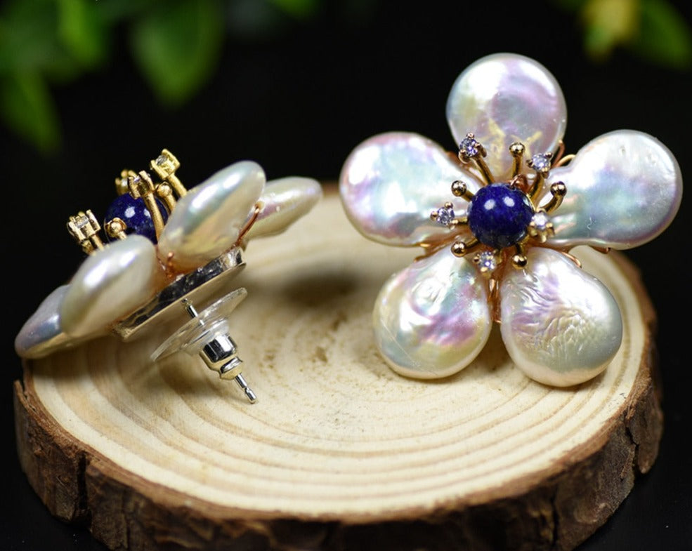 Handmade Lapis Lazuli Stud Earrings
