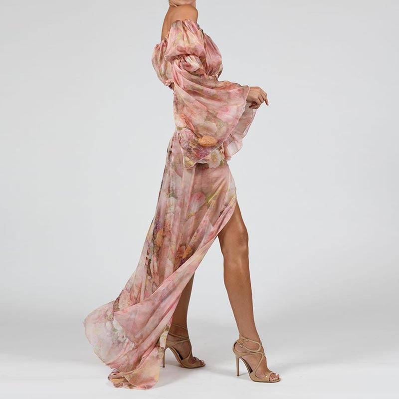 Off-Shoulder Slit Maxi Dress