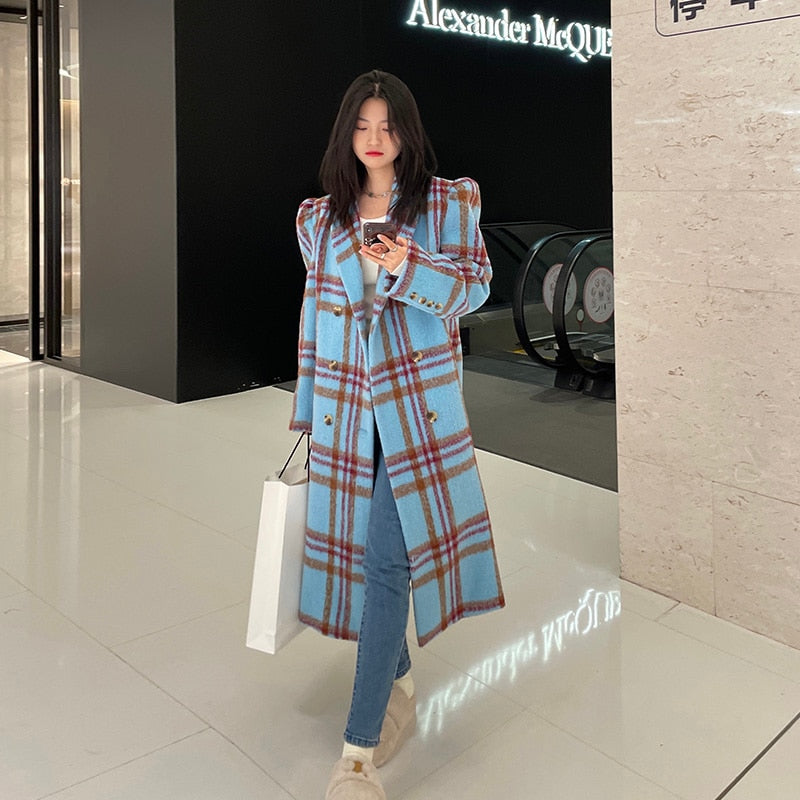 Woolen Checkered Coat