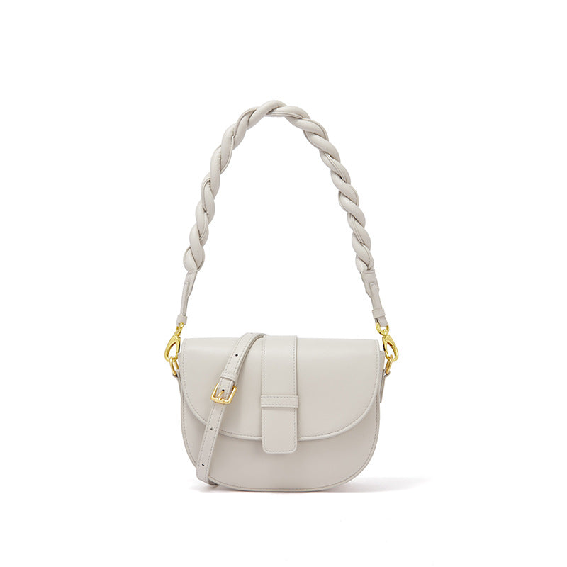 Trendy Semi-Circle Leather Bag