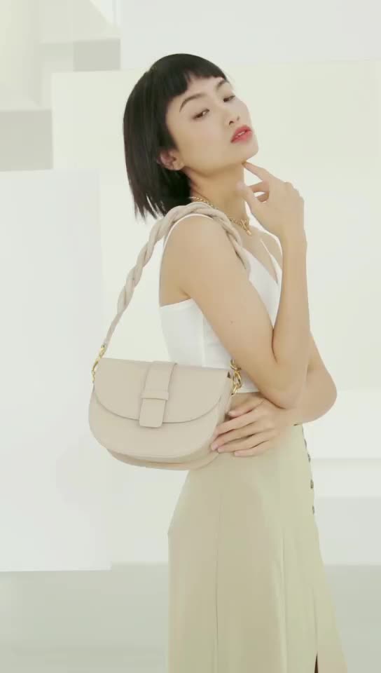 Trendy Semi-Circle Leather Bag