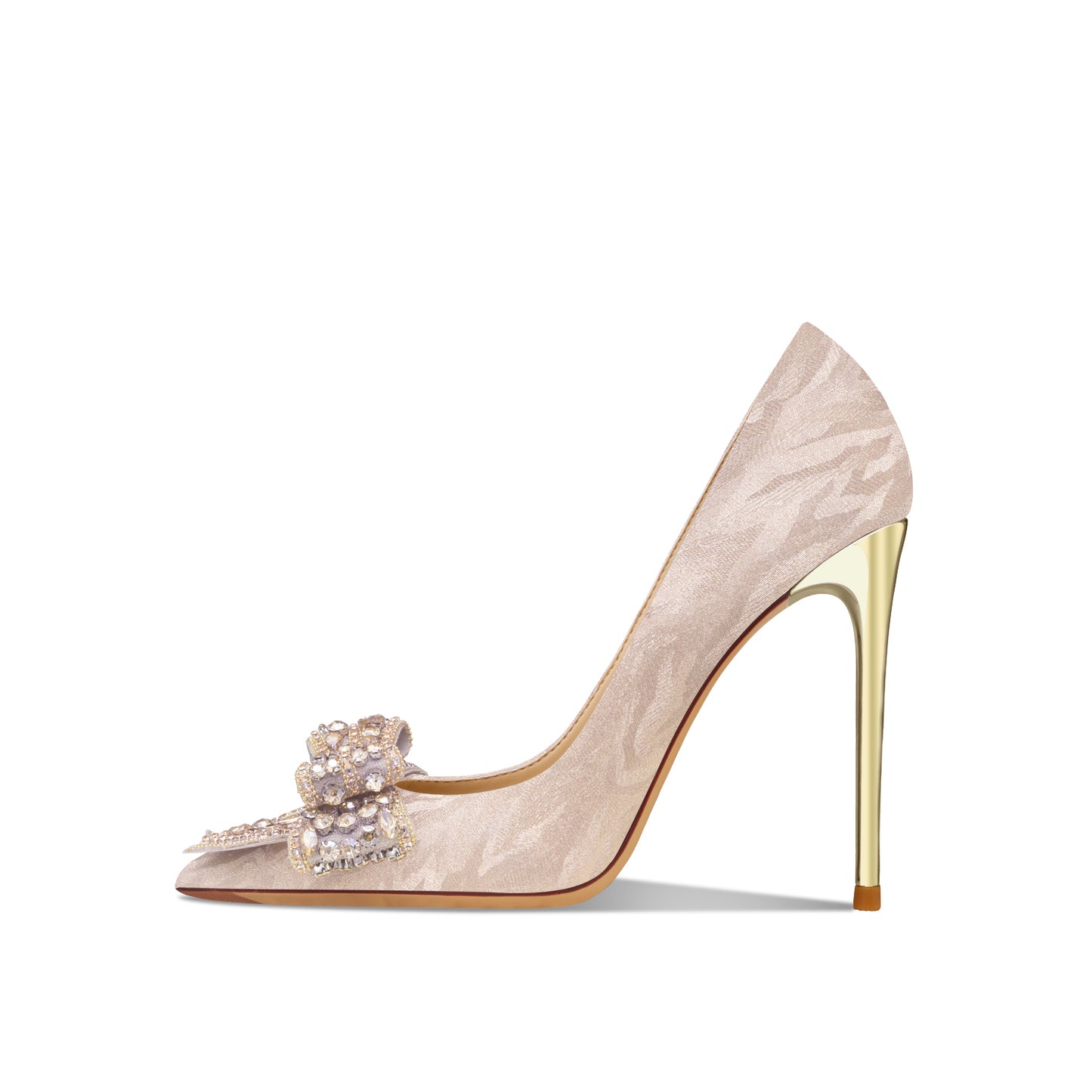 Rhinestone Golden Bowknot High Heel