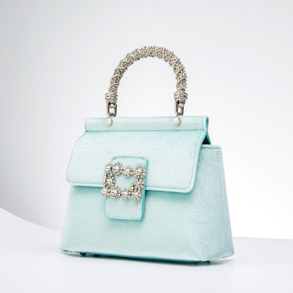 Metallic Velvet Rhinestone Handbags