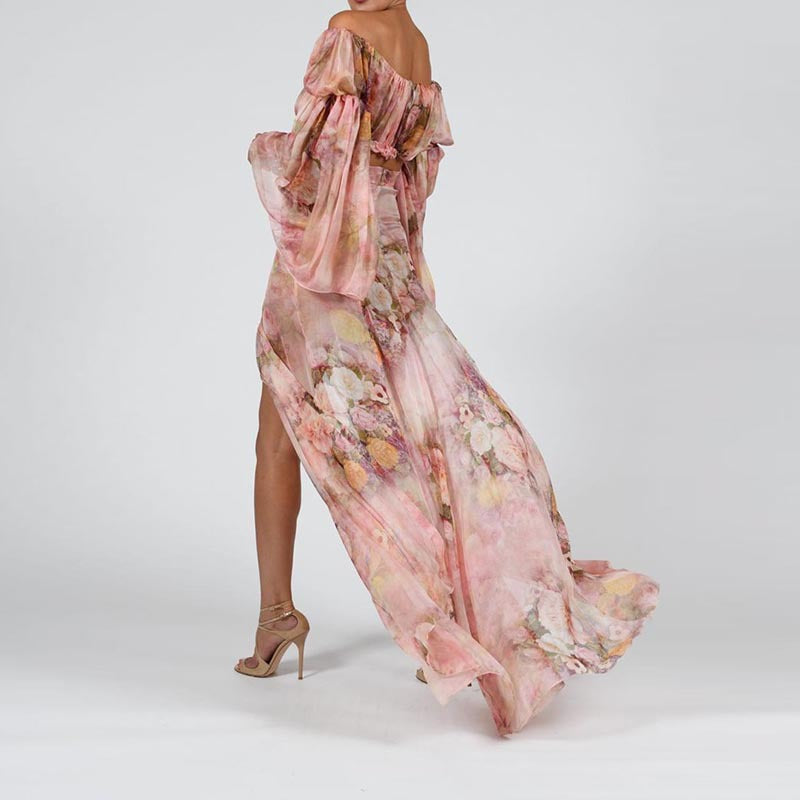 Off-Shoulder Slit Maxi Dress