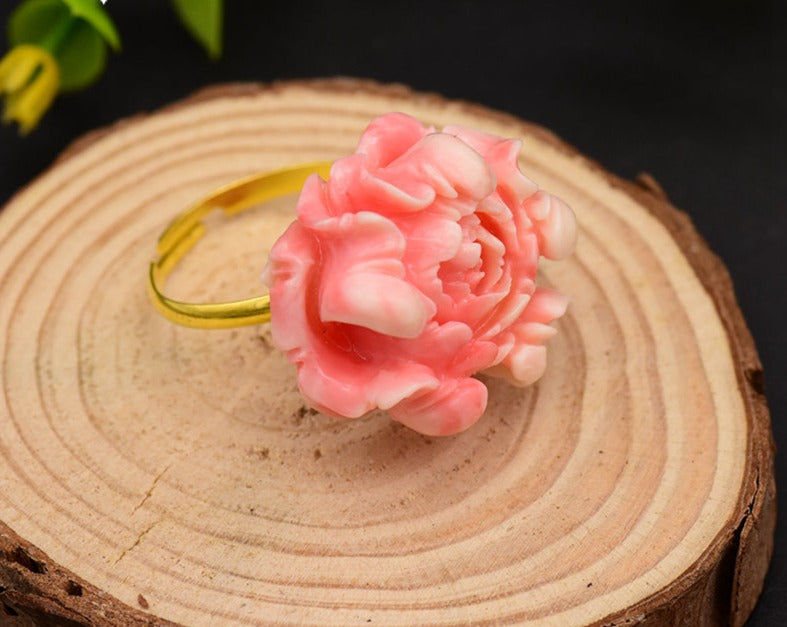 Handmade Coral Flower Ring