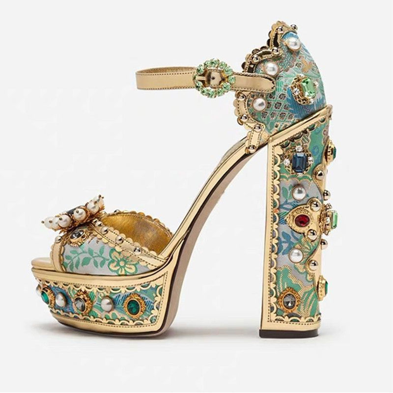 Crystal Ornamentation High Heels