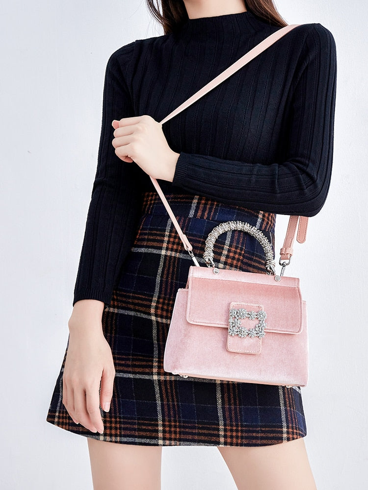Metallic Velvet Rhinestone Handbags