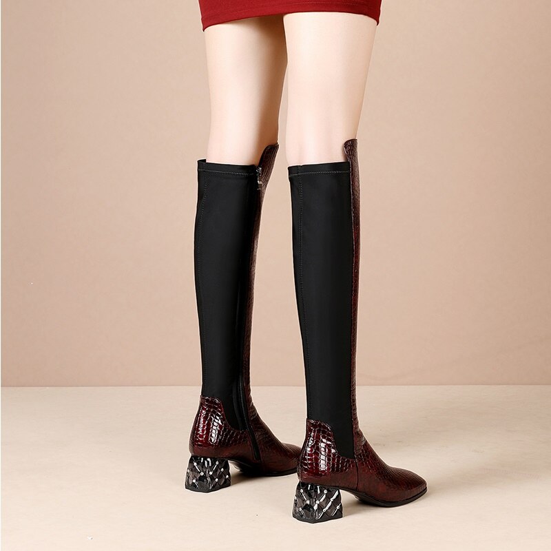 New Genuine Leather Knee-High Boots