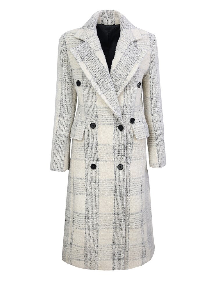 Elegant Plaid Woolen Coat