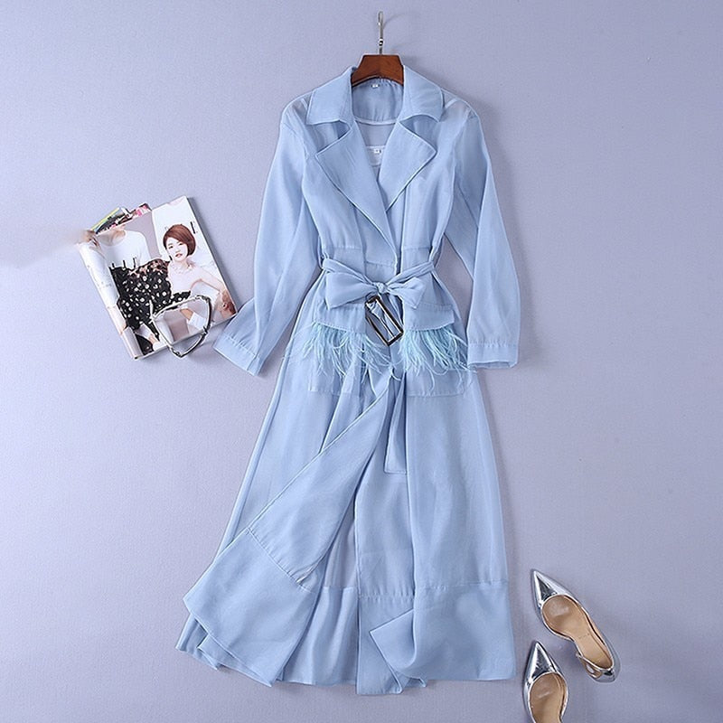 Feathered Elegance Windbreaker Dress