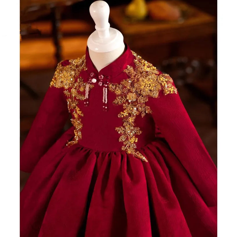 Crimson Imperial Bloom Dress