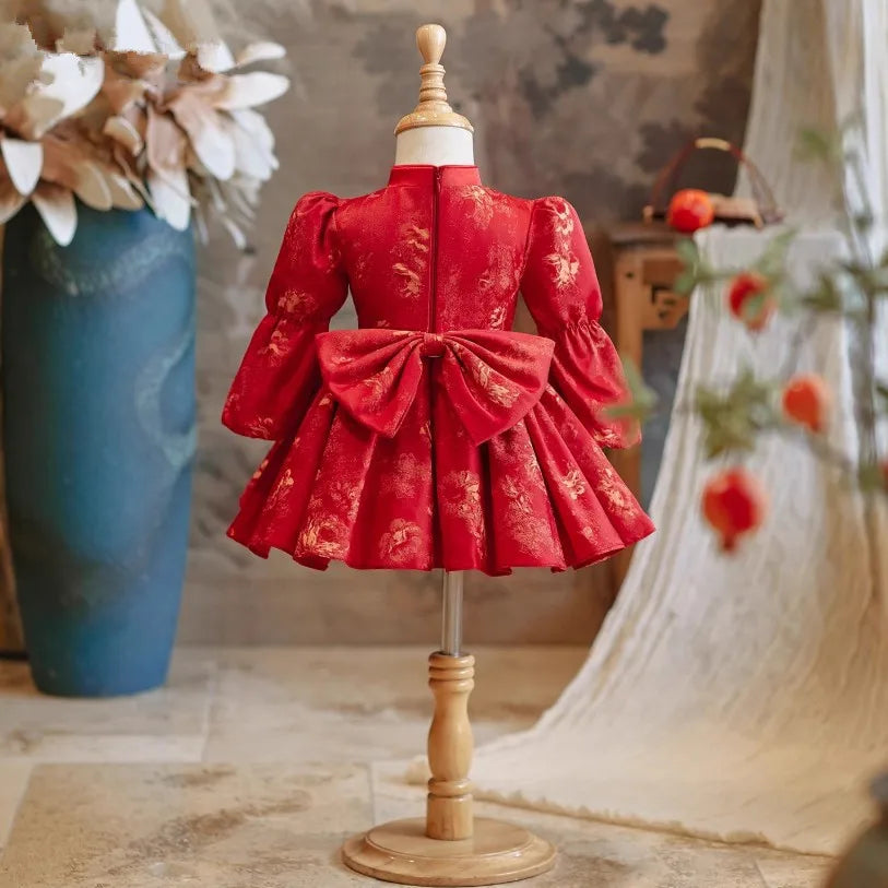 Crimson Blossom Princess Dress