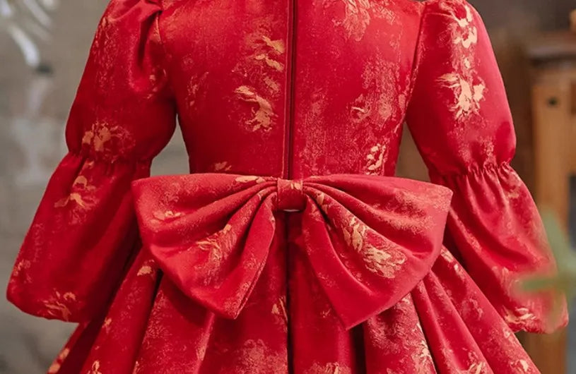 Crimson Blossom Princess Dress