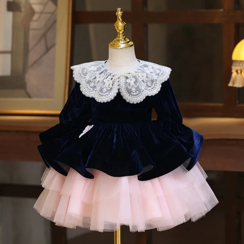 Midnight Velvet Lace Tutu Dress