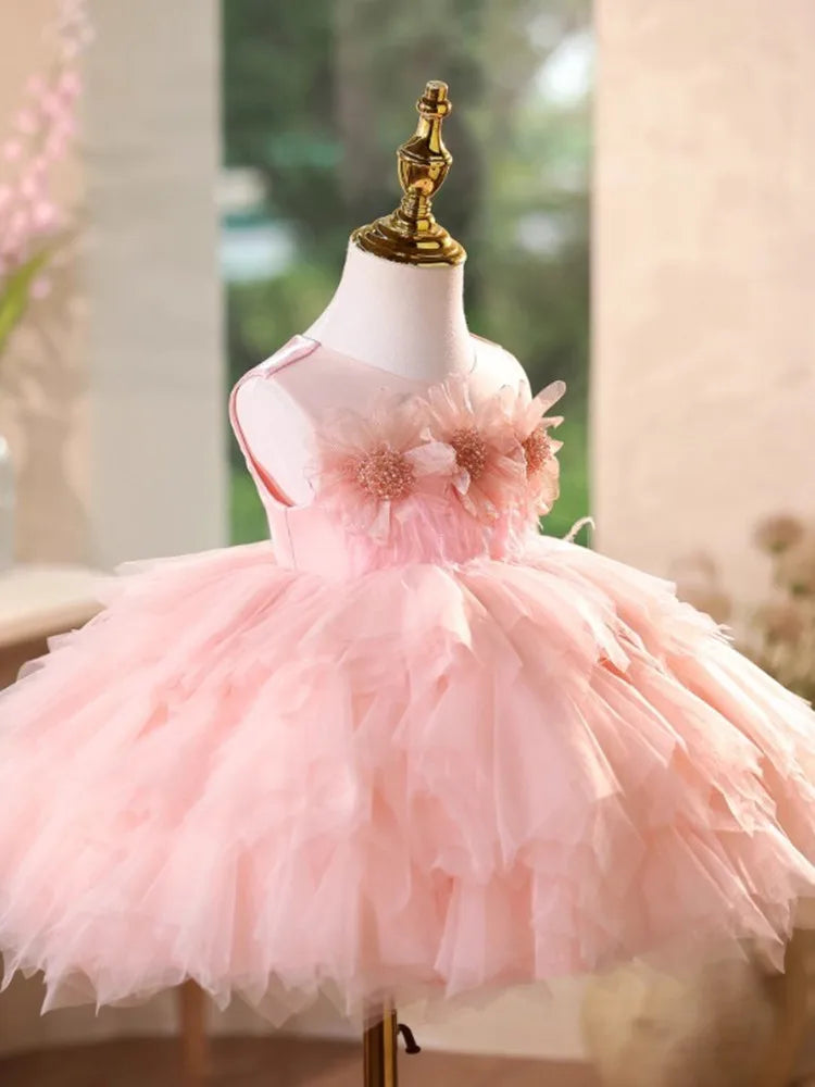 Blush Bloom Feather Tutu Dress