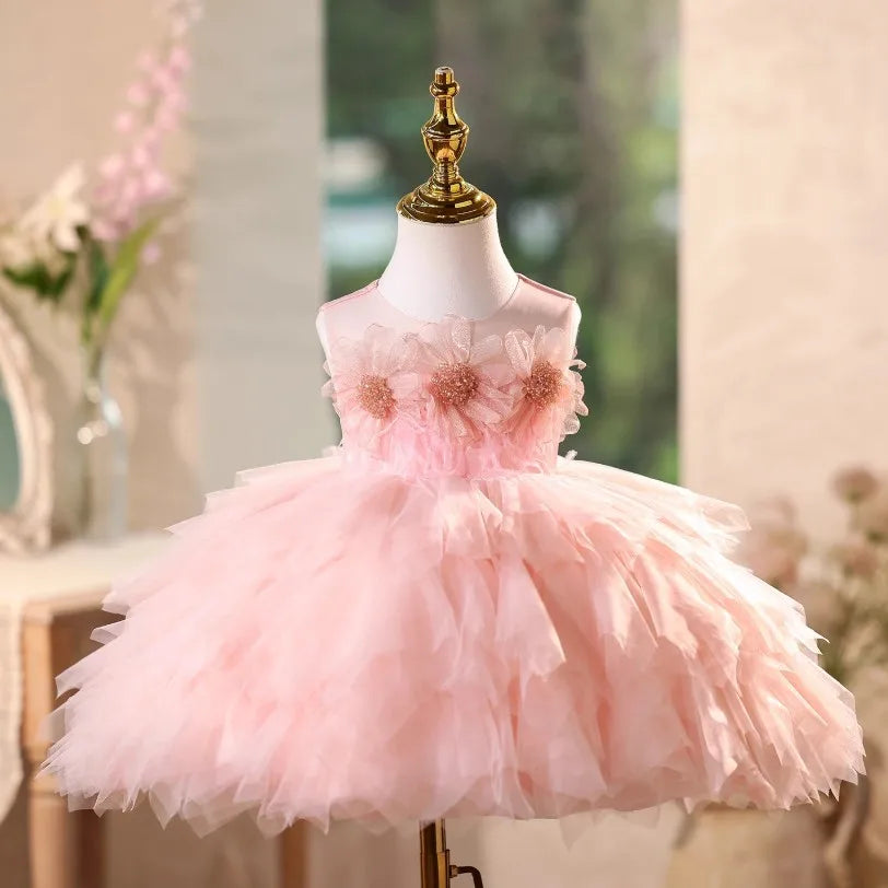 Blush Bloom Feather Tutu Dress