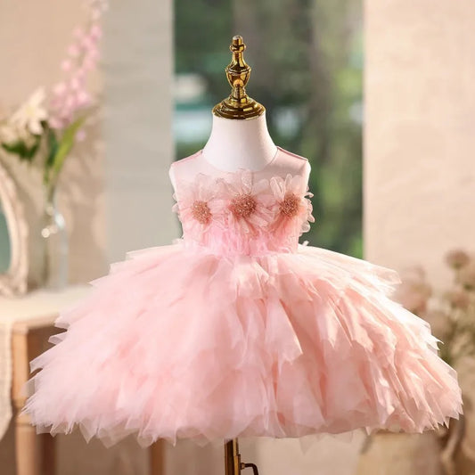 Blush Bloom Feather Tutu Dress