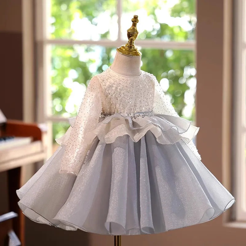 Frost Pearl Ruffle Dress
